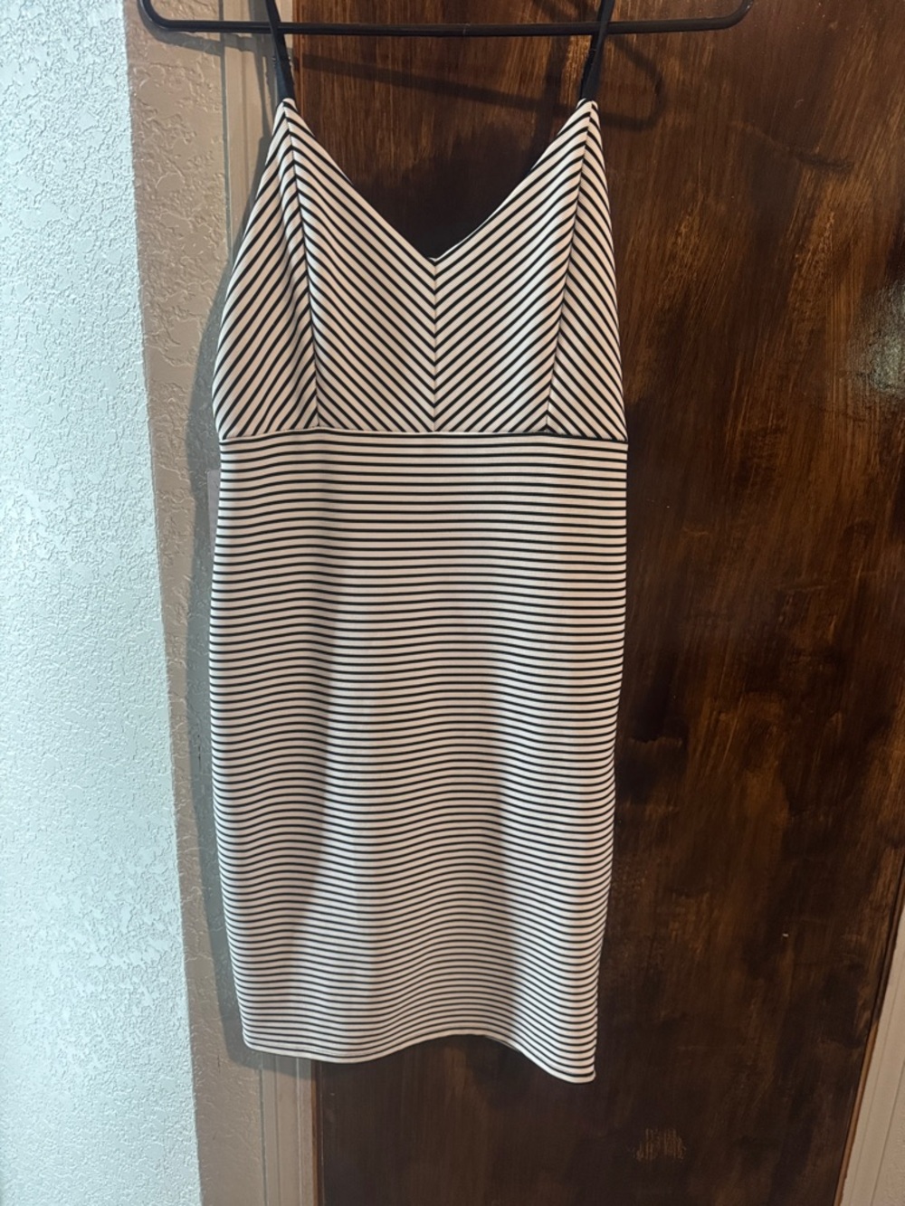 Forever 21 Black & White Striped Midi Slip Dress